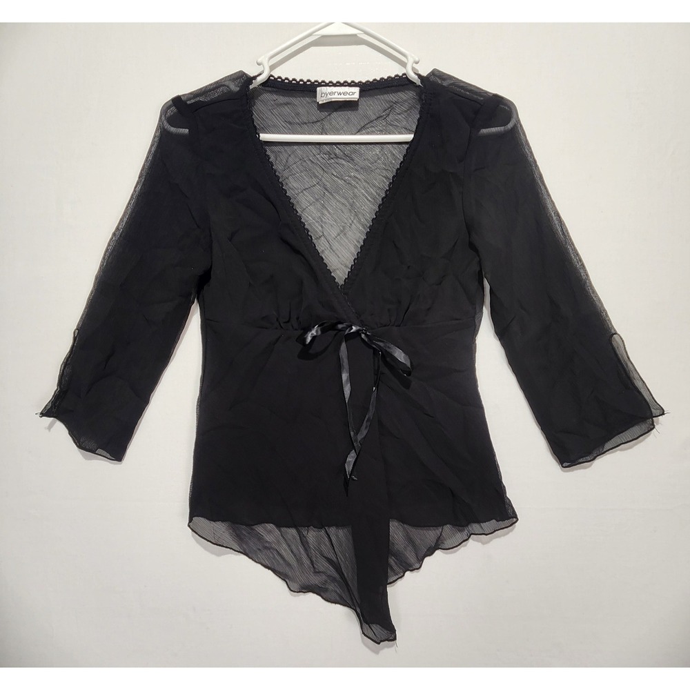 Byerwear Y2K Women's Coquette Boho Black‎ Blouse Size S